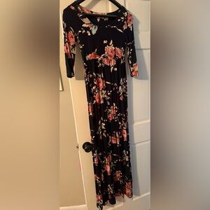 Pink Blush maternity long flowy dress